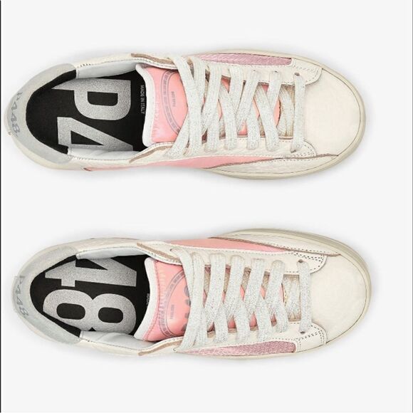 P448 JOHN LEATHER AND LUREX SNEAKER 40 - Picture 1 of 3